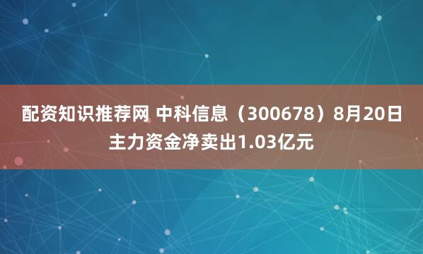 配资知识推荐网 中科信息（300678）8月20日主力资金净卖出1.03亿元